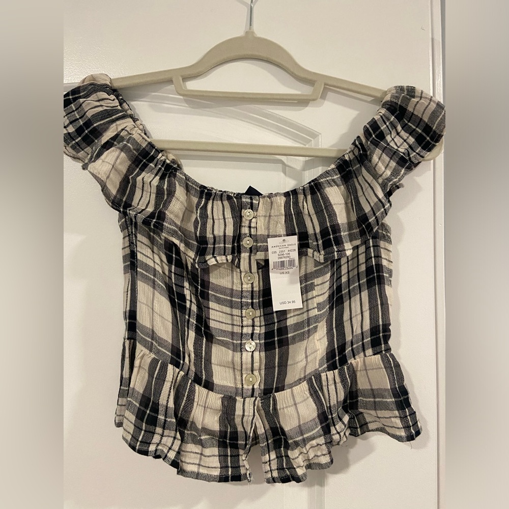 Women’s American Eagle off the shoulder plaid top size XS